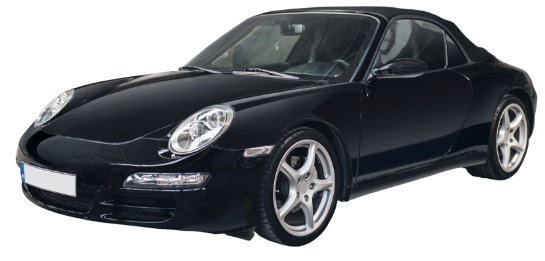 Schwarzer Porsche im Rahmen mit Schalter ‘Vor der Prüfung/Nach der Prüfung in autoDNA’.